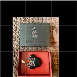 Coach Minnie Mouse keychain with glitter bow